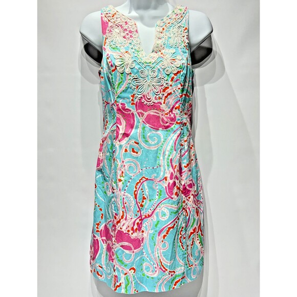 Lilly Pulitzer Gabby Shift Dress Blue Jellies be Jammin Womens 0 XS - Picture 3 of 14